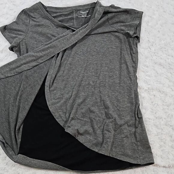 Motherhood Maternity Nursing Top Gray Black Womens Small - Picture 3 of 8